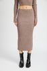 MAXI KNIT SKIRT WITH BACK SLIT BROWN S by Emory Park | Fleurcouture