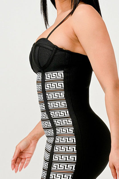 Maze Enigma Bodycon Dress BLACK/WHITE by Athina | Fleurcouture