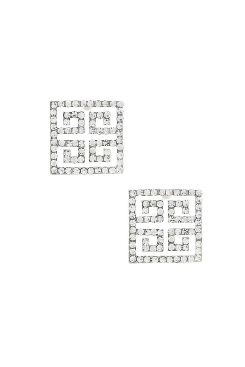 Maze Square Rhinestone Earring by Fleurcouture | Fleurcouture