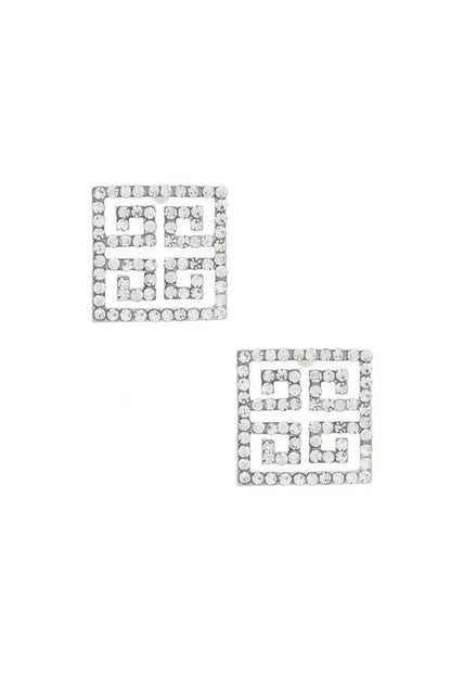 Maze Square Rhinestone Earring by Fleurcouture | Fleurcouture