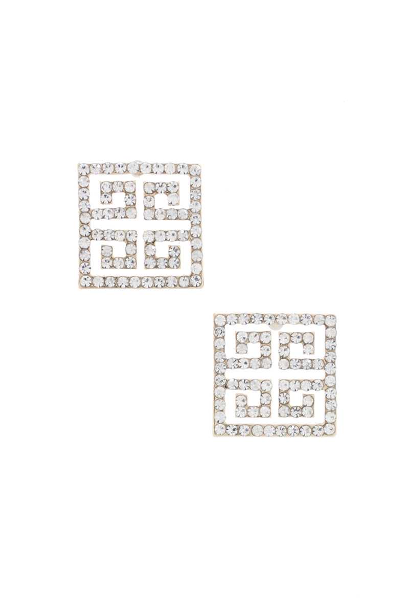Maze Square Rhinestone Earring by Fleurcouture | Fleurcouture