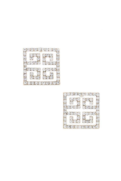 Maze Square Rhinestone Earring by Fleurcouture | Fleurcouture