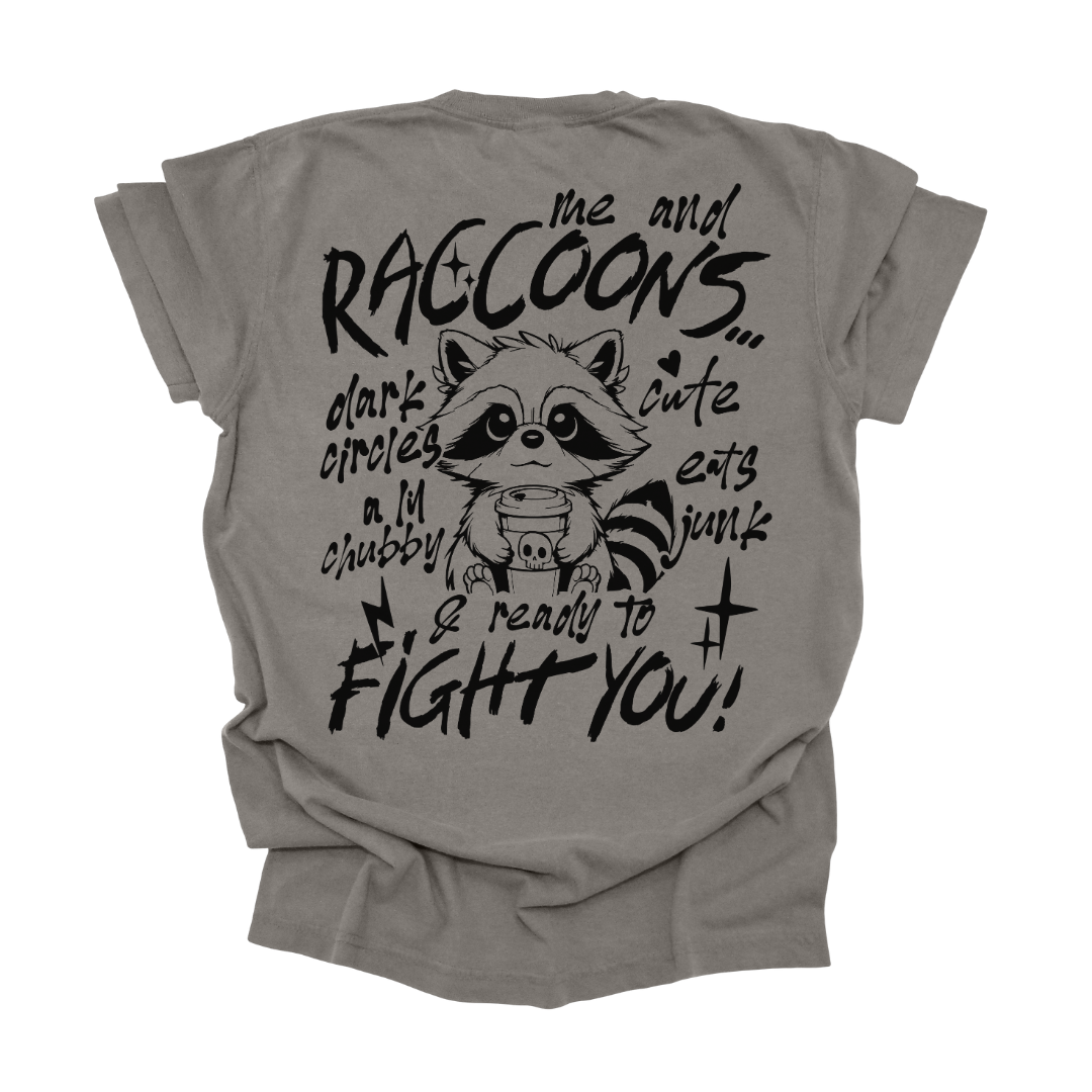 Me &amp; Raccoons Graphic Tee S Gray T-shirt by Tea Shirt Shoppe | Fleurcouture