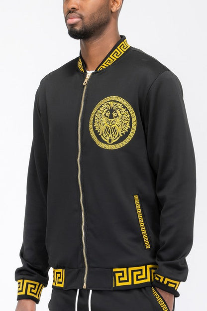 Mens Black and Gold Detail Track Suit Men&