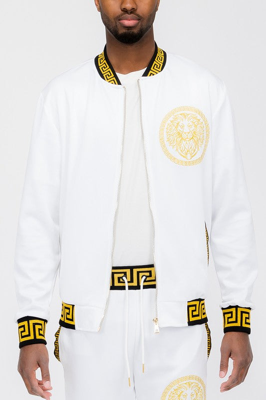 Mens Black and Gold Detail Track Suit WHITE S Men&