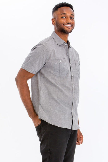 Mens Short Sleeve Button Down Shirt Men&