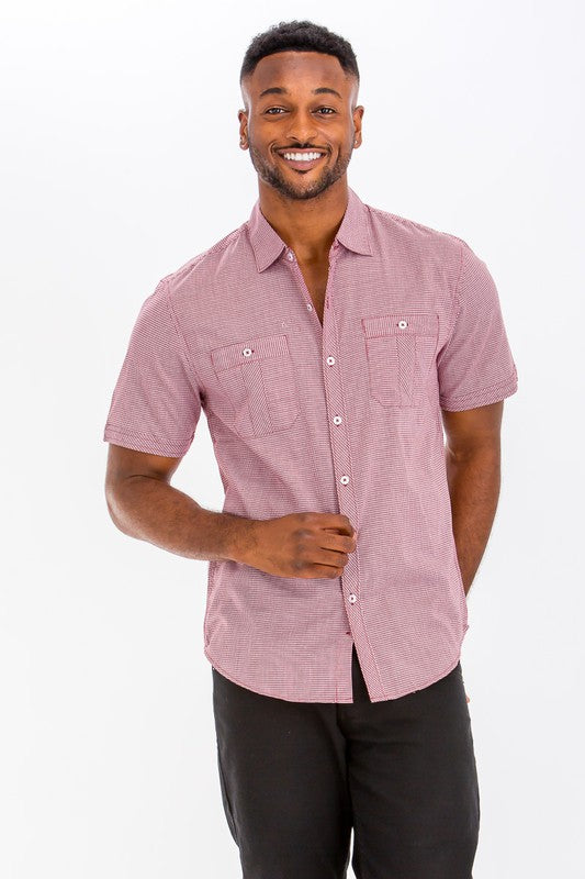 Mens Short Sleeve Button Down Shirt Men&