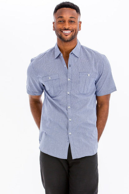 Mens Short Sleeve Button Down Shirt OCEAN M Men&