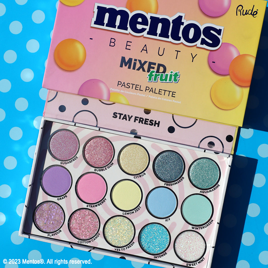 Mentos Mixed Fruit Pastel Palette Eyeshadow Palette by Rude Cosmetics | Fleurcouture