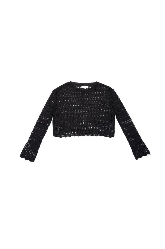 Mesh knit crop Black by Lilou | Fleurcouture