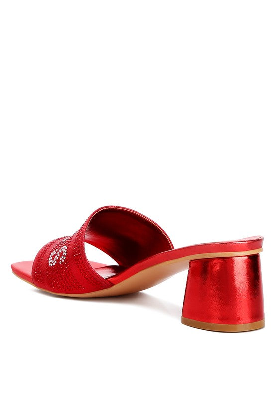 Messels Diamante Embellished Paris Sandals Red by Rag Company | Fleurcouture