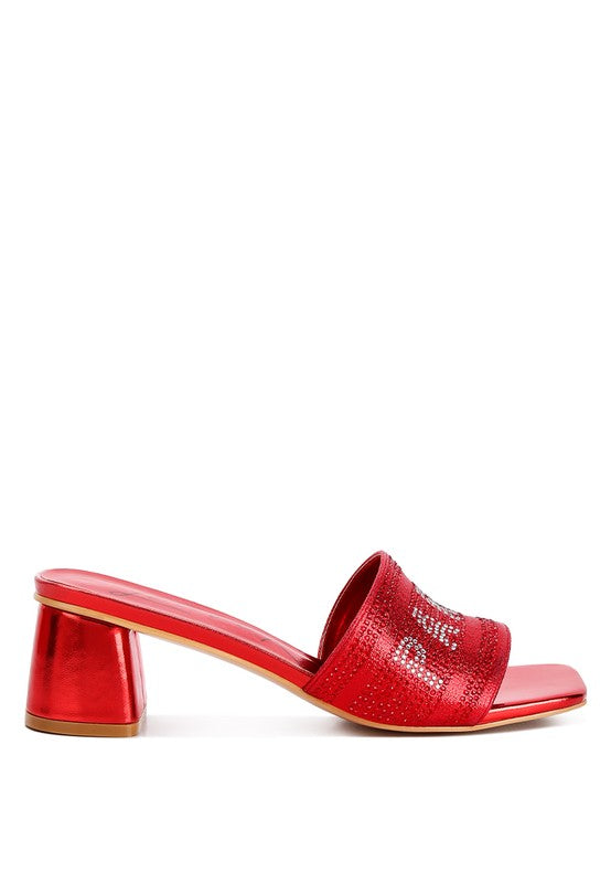 Messels Diamante Embellished Paris Sandals Red by Rag Company | Fleurcouture