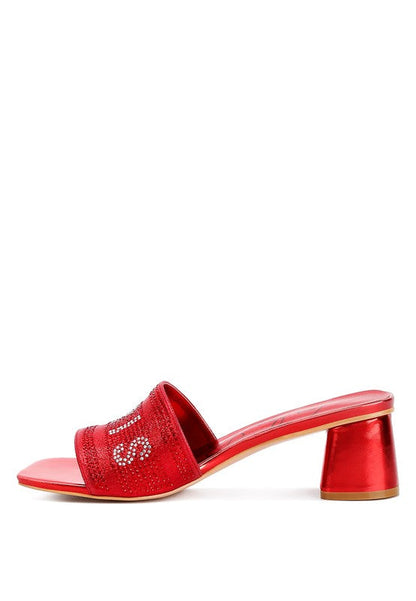 Messels Diamante Embellished Paris Sandals Red by Rag Company | Fleurcouture