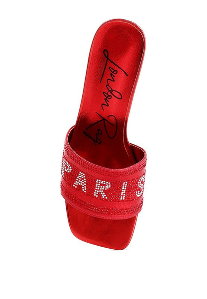 Messels Diamante Embellished Paris Sandals Red by Rag Company | Fleurcouture