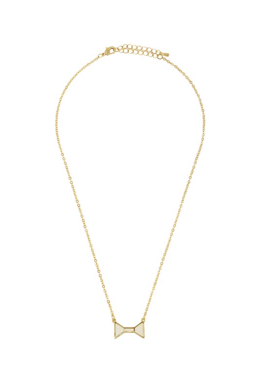Metal Ribbon pendant Necklace IVORY OS by ICCO ACCESSORIES | Fleurcouture