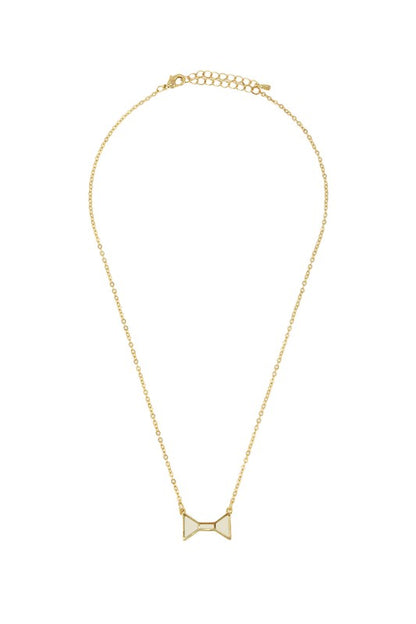 Metal Ribbon pendant Necklace IVORY OS by ICCO ACCESSORIES | Fleurcouture