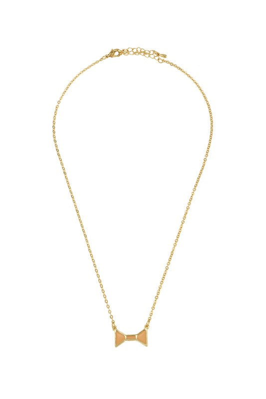 Metal Ribbon pendant Necklace PINK OS by ICCO ACCESSORIES | Fleurcouture