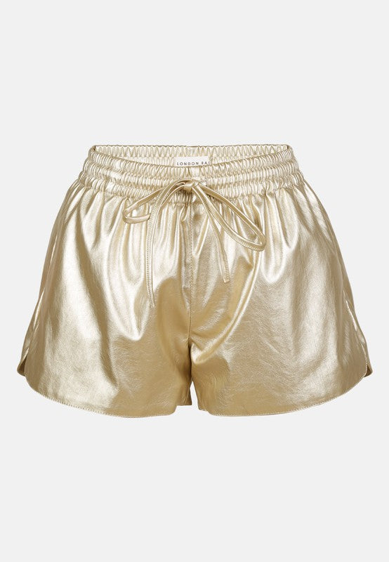 Metallic Drawstring Shorts by Rag Company | Fleurcouture