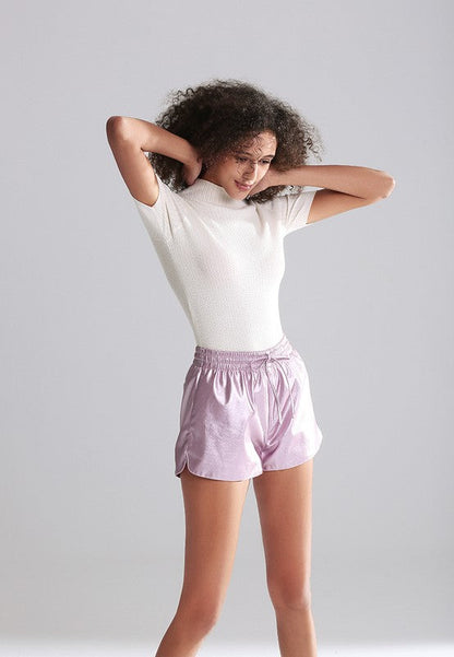 Metallic Drawstring Shorts by Rag Company | Fleurcouture