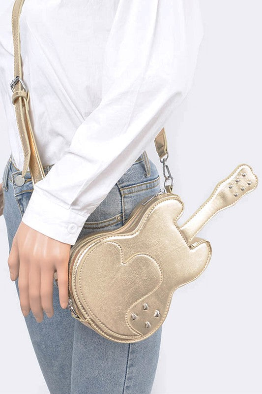 Metallic Guitar Novelty Iconic Swing Bag O/S by Artini Accessories | Fleurcouture