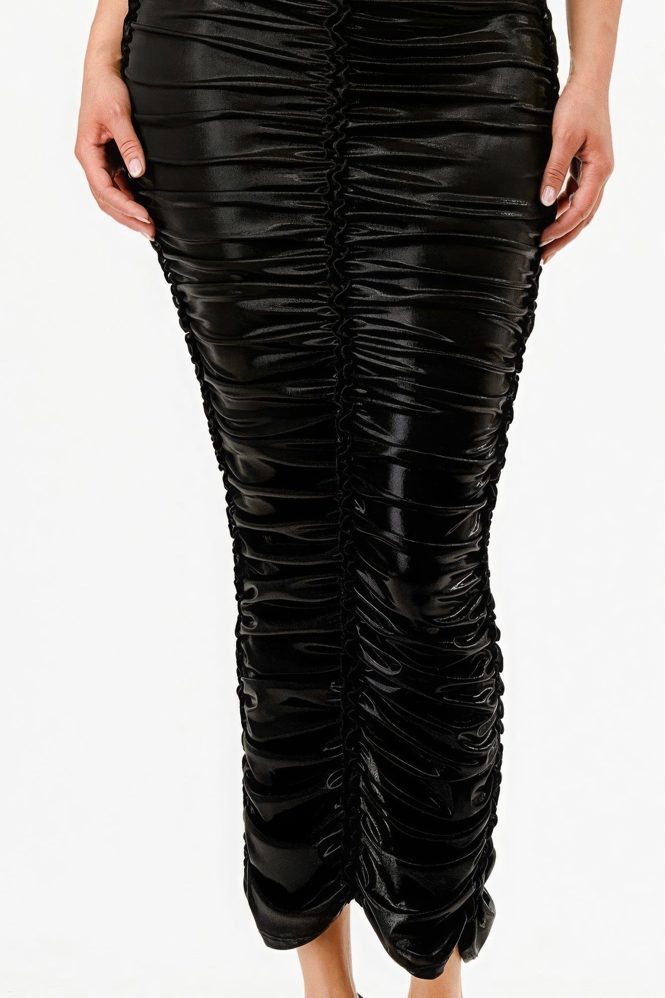 Metallic Rushed Halter Dress by Fleurcouture | Fleurcouture