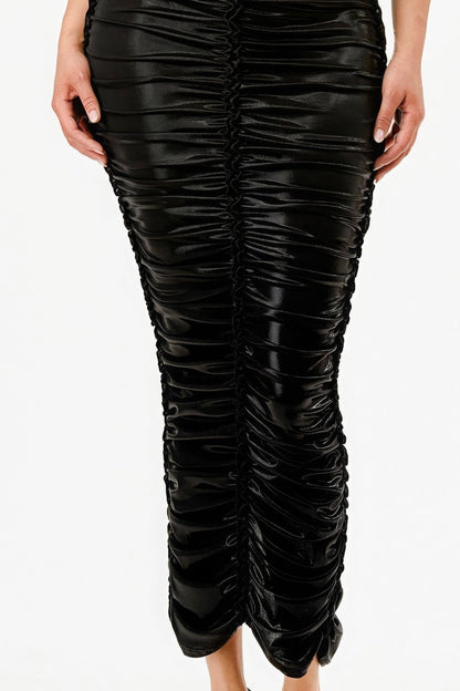 Metallic Rushed Halter Dress by Fleurcouture | Fleurcouture