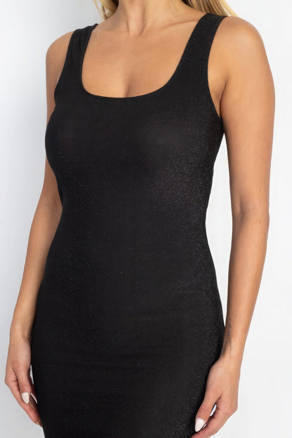 Metallic Scallop Neck Mini Dress by Fleurcouture | Fleurcouture