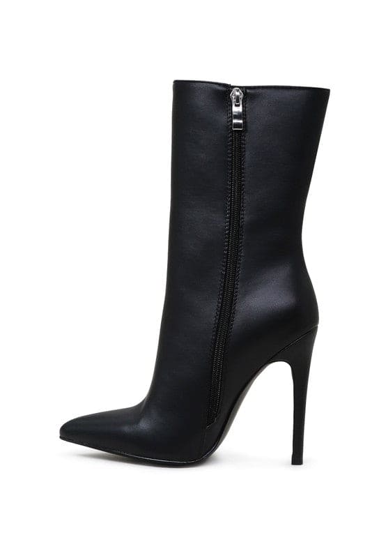 MICAH POINTED STILETTO HIGH ANKLE BOOTS Black by Rag Company | Fleurcouture