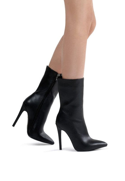 MICAH POINTED STILETTO HIGH ANKLE BOOTS Black by Rag Company | Fleurcouture