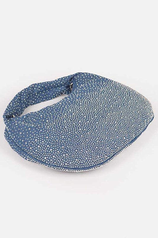 Micro Studs Convertible Denim Hobo Bag O/S by LA Jewelry Plaza | Fleurcouture