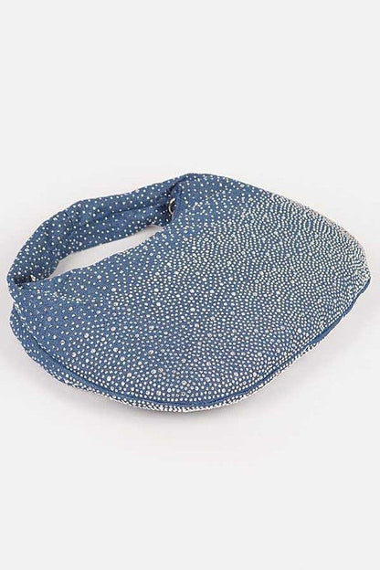 Micro Studs Convertible Denim Hobo Bag O/S by LA Jewelry Plaza | Fleurcouture