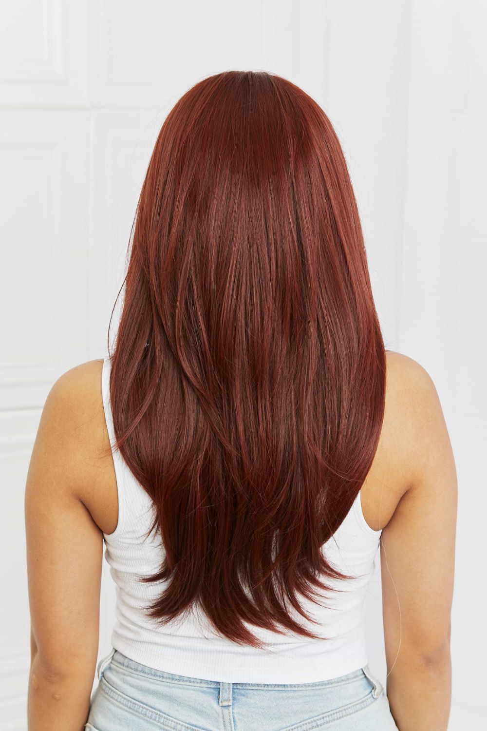 Mid-Length Wave Synthetic Wigs 20'' Red One Size Hair Extensions by Trendsi | Fleurcouture