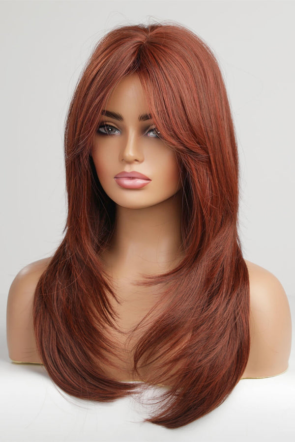 Mid-Length Wave Synthetic Wigs 20'' Red One Size Hair Extensions by Trendsi | Fleurcouture