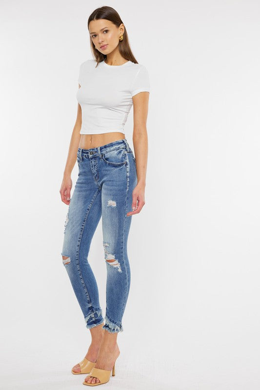 Mid Rise Ankle Skinny Jeans ALL by Kan Can USA | Fleurcouture