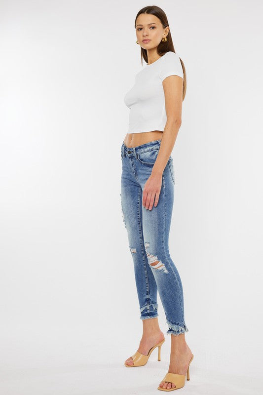 Mid Rise Ankle Skinny Jeans ALL by Kan Can USA | Fleurcouture