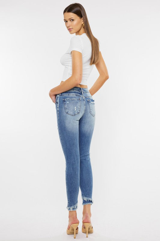 Mid Rise Ankle Skinny Jeans ALL by Kan Can USA | Fleurcouture