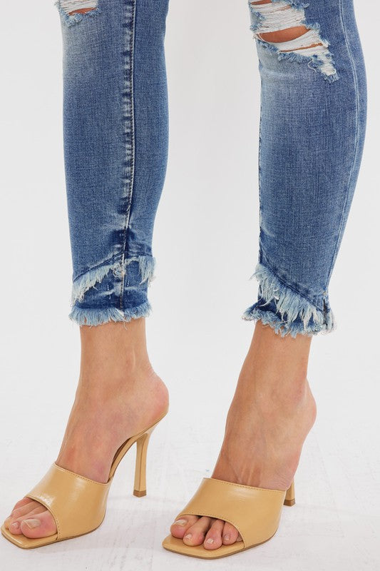 Mid Rise Ankle Skinny Jeans ALL by Kan Can USA | Fleurcouture