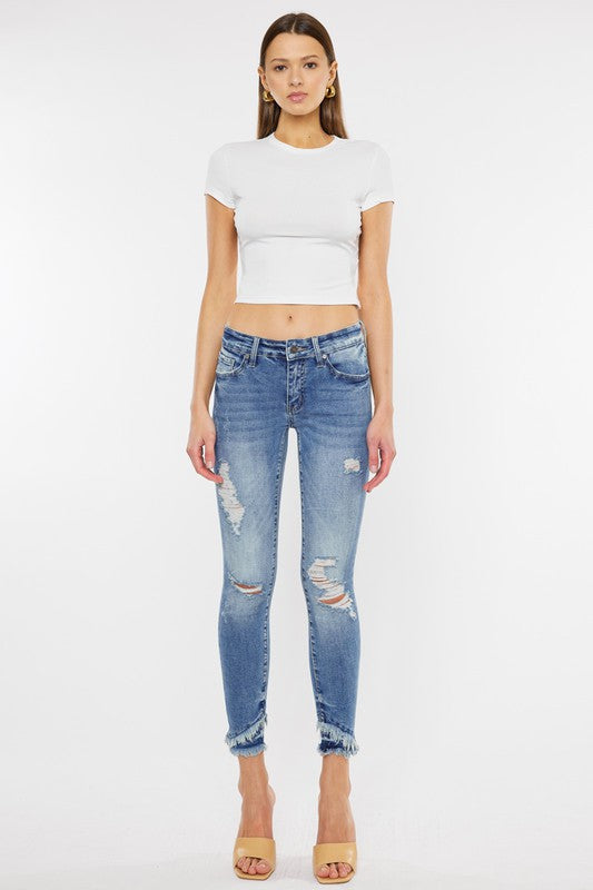 Mid Rise Ankle Skinny Jeans ALL by Kan Can USA | Fleurcouture