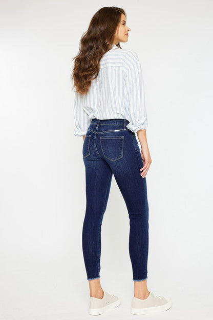 Mid RIse Ankle Skinny Jeans DARK by Kan Can USA | Fleurcouture