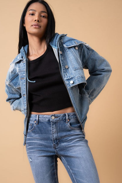 MID RISE CROP FLARE DARK DENIM by Denim Lab USA | Fleurcouture