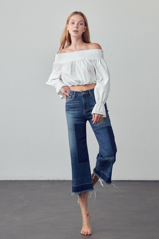 MID-RISE CROP FLARE JEANS DARK by Insane Gene | Fleurcouture