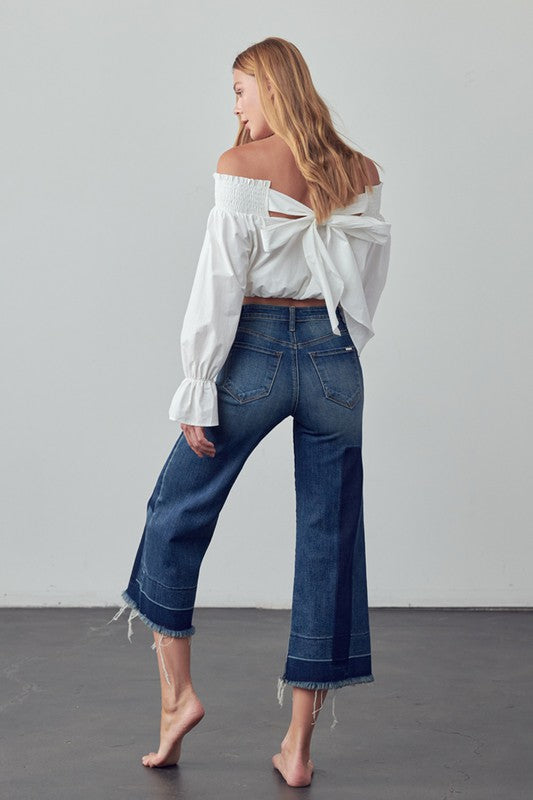 MID-RISE CROP FLARE JEANS DARK by Insane Gene | Fleurcouture