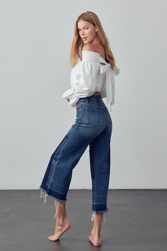 MID-RISE CROP FLARE JEANS DARK by Insane Gene | Fleurcouture