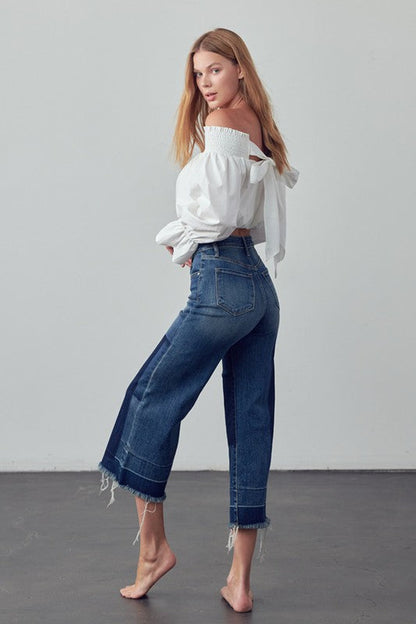 MID-RISE CROP FLARE JEANS DARK by Insane Gene | Fleurcouture