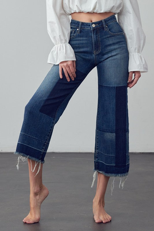 MID-RISE CROP FLARE JEANS DARK by Insane Gene | Fleurcouture