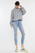 Mid Rise Distressed Ankle Skinny Jeans As Shown 15/31 by Kan Can USA | Fleurcouture