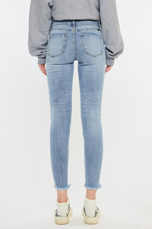 Mid Rise Distressed Ankle Skinny Jeans As Shown by Kan Can USA | Fleurcouture