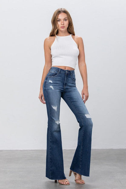 Mid Rise Flare Jeans DARK by Denim Lab USA | Fleurcouture