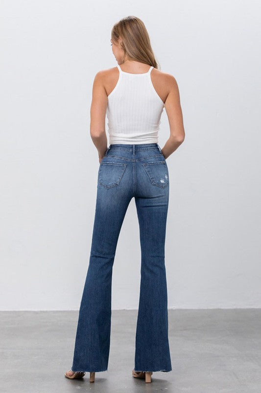 Mid Rise Flare Jeans DARK by Denim Lab USA | Fleurcouture