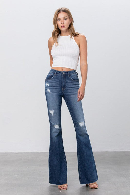 Mid Rise Flare Jeans DARK by Denim Lab USA | Fleurcouture